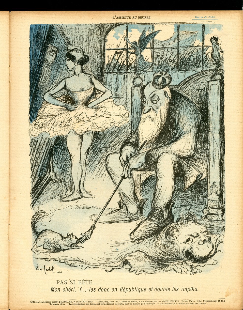 Tereyağı Tabağı, numara 57, satirik renkli by Eugene Cadel