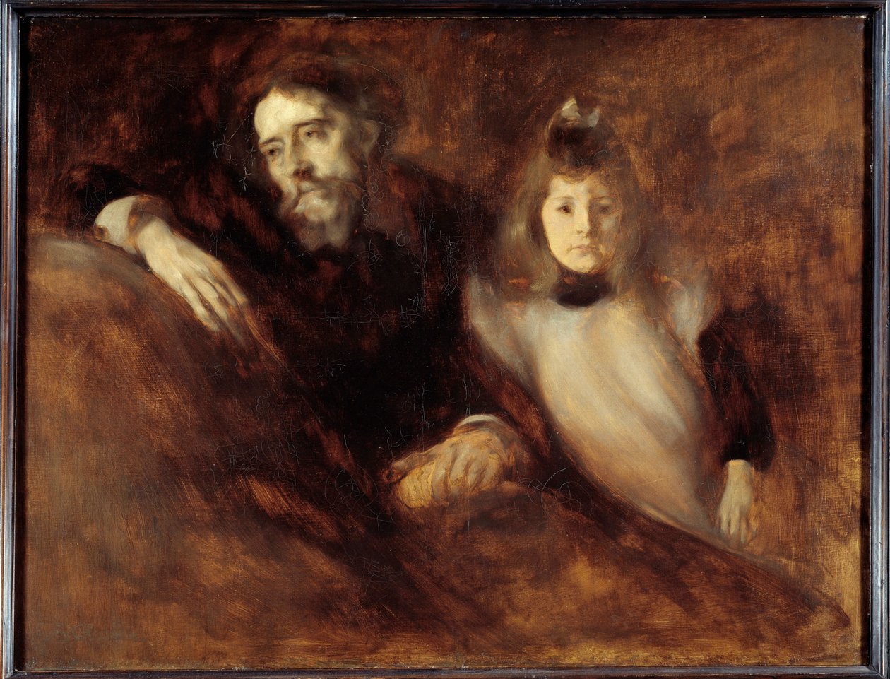 Alphonse Daudet (1840 - 1897) ve kızı. Eugene Carriere