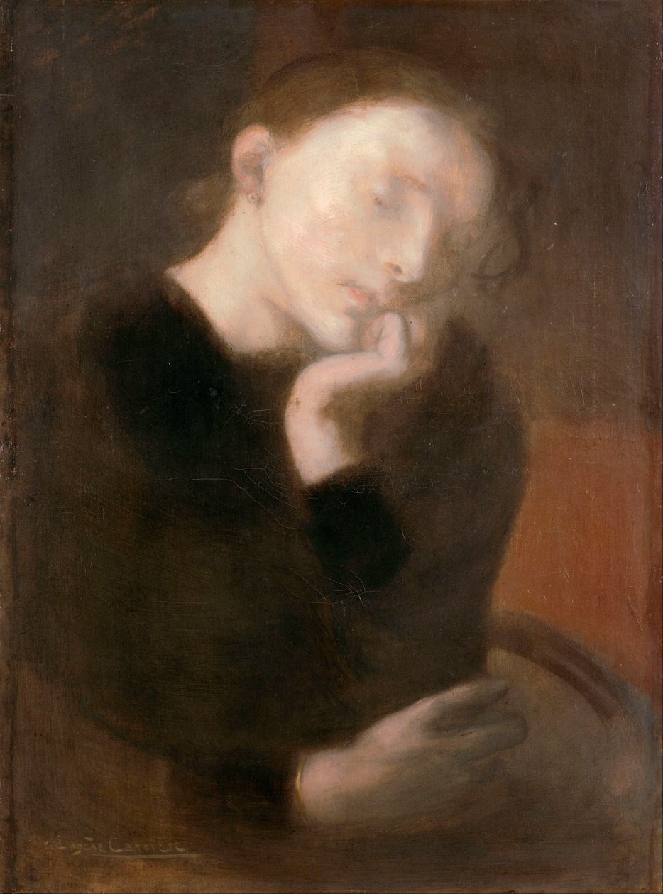 Meditasyon Carriere, Eugene (1849-1906), c 1892 - Tuval üzerine yağlı boya, 65.5x48.7 - Ohara Sanat Müzesi, Kurashiki by Eugène Carrière