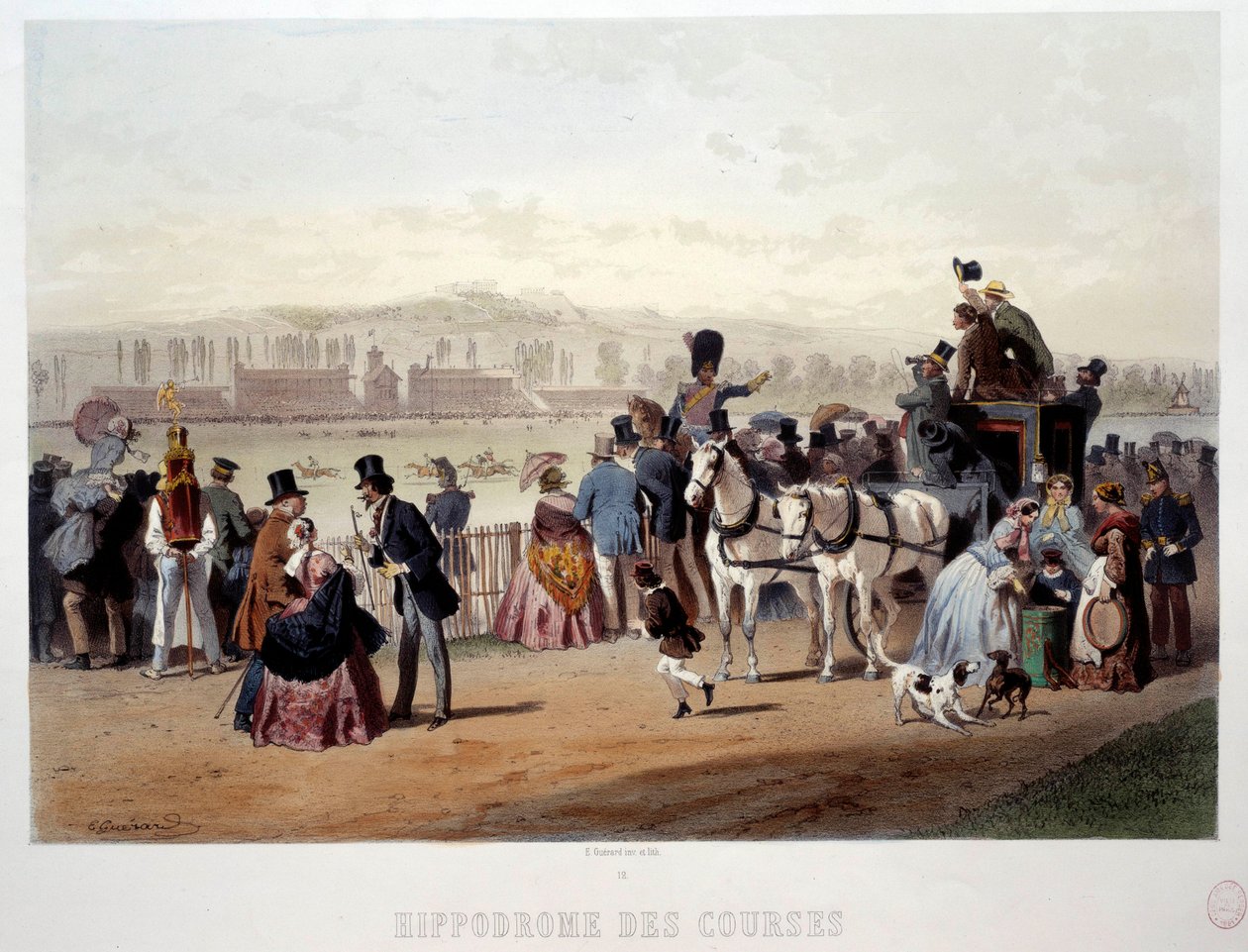 Eugene Guerard (1821-1866) tarafından Bois de Boulogne Lithograph