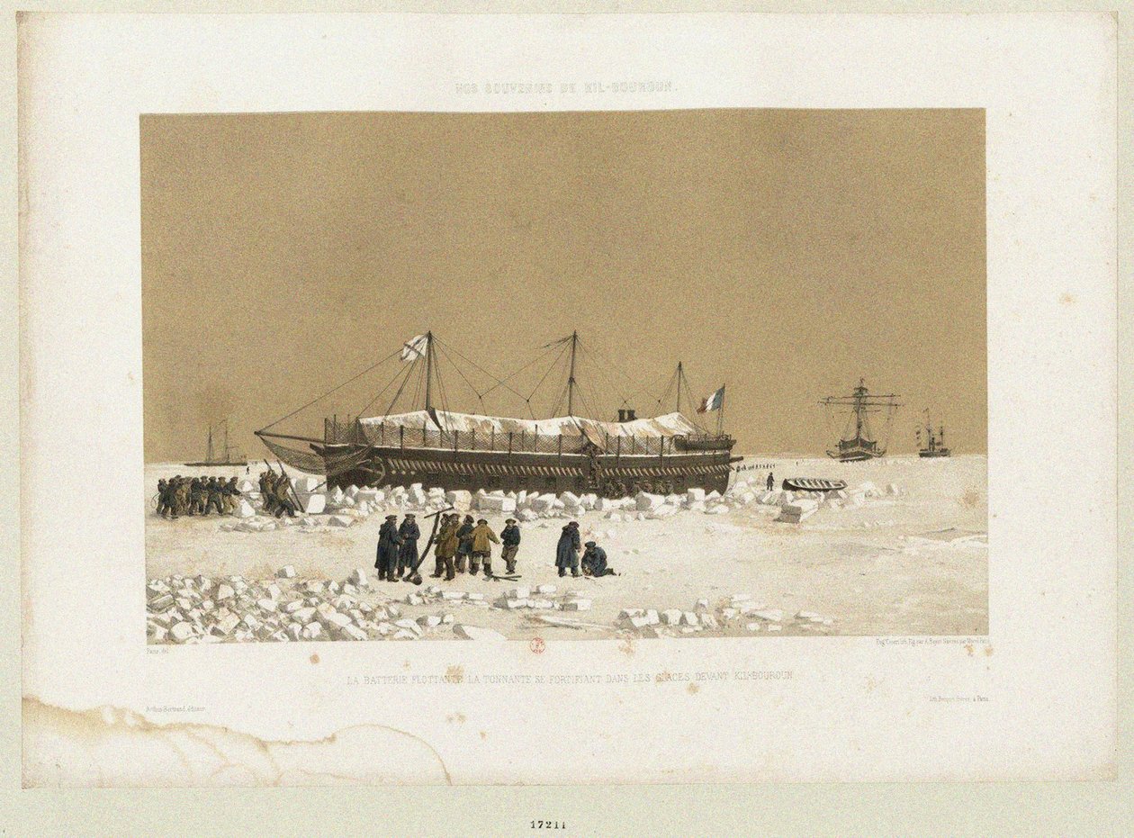 Kinburn yakınlarındaki Buzda yüzen Tonnante pili, 1856 by Eugene Ciceri