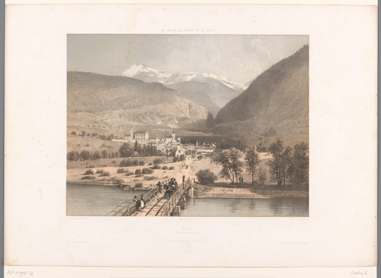 Rhone Brieg üzerinde Brig manzarası İsviçre, Savoy ve Tirol manzaraları La Suisse, la Savoie et le Tyrol by Eugene Ciceri