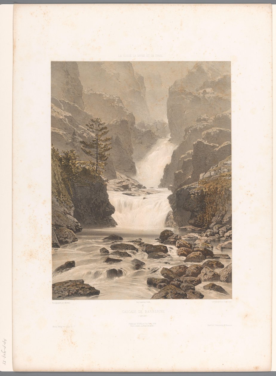 Vallorcine yakınlarındaki Barberine şelalesinin görünümü Cascade de Barberine (nesnedeki başlık) İsviçre, Savoy ve Tirol