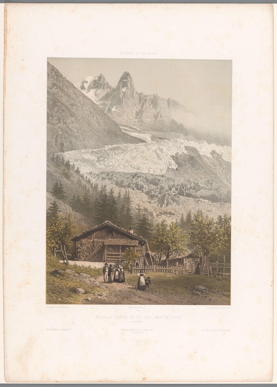 Dağ zirveleri Aiguille Verte ve Dru ve buzul Mer-de-Glace Aiguille verte et du Dru - Mer de Glace (nesne üzerinde başlık) İsviçre ve Savoy görünümleri (dizi başlığı) La Suisse et la Savoie (nesne üzerinde seri başlığı) ) by Eugene Ciceri