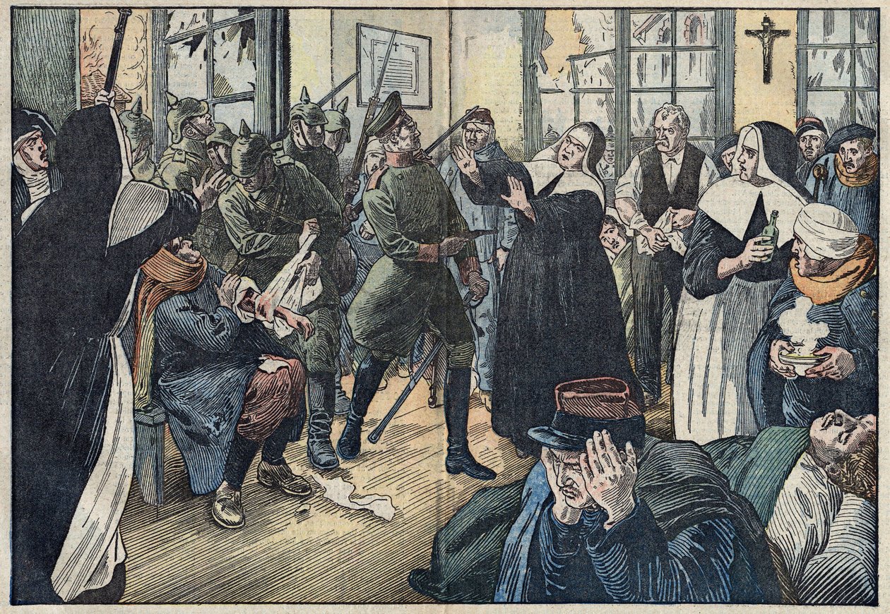 1914, Birinci Dünya Savaşı: Rahibe Julie olarak bilinen Amelie Rigard, hastanesindeki yaralıları Alman askerlerine karşı savunur. Gerbeviller, Meurthe ve Moselle (54). Damblans