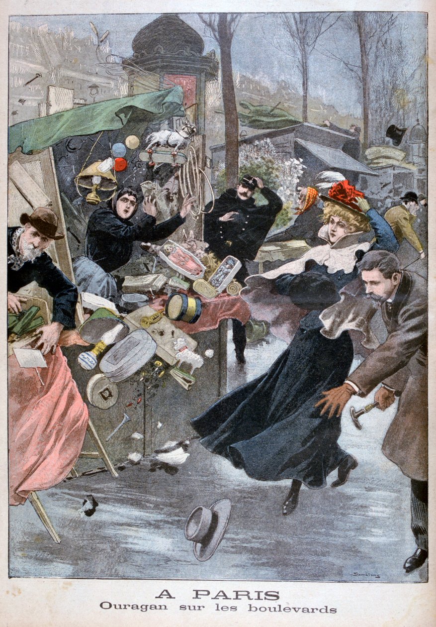 Bulvarlarda kasırga, Paris, 1900 by Eugene Damblans