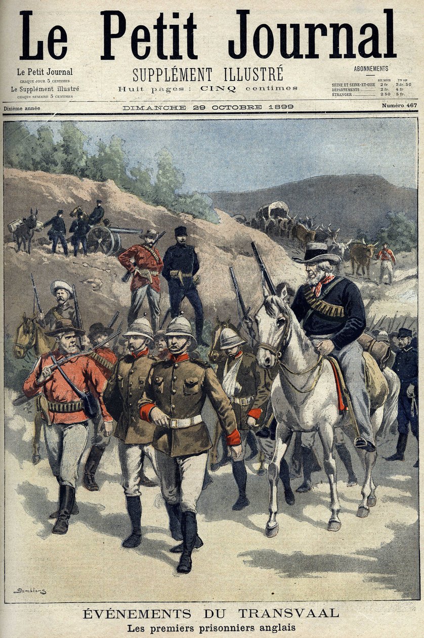 Güney Afrika - Boer Savaşı. Transvaal olaylar. Boers tarafından yakalanan ilk İngiliz mahkumlar. Damblans
