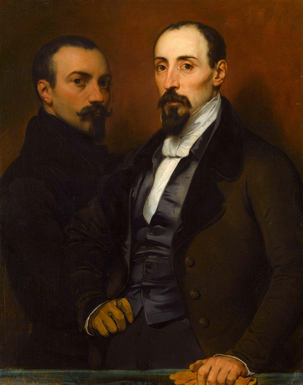 Oğlu Achille ile Otoportre, 1836. by Eugene Deveria
