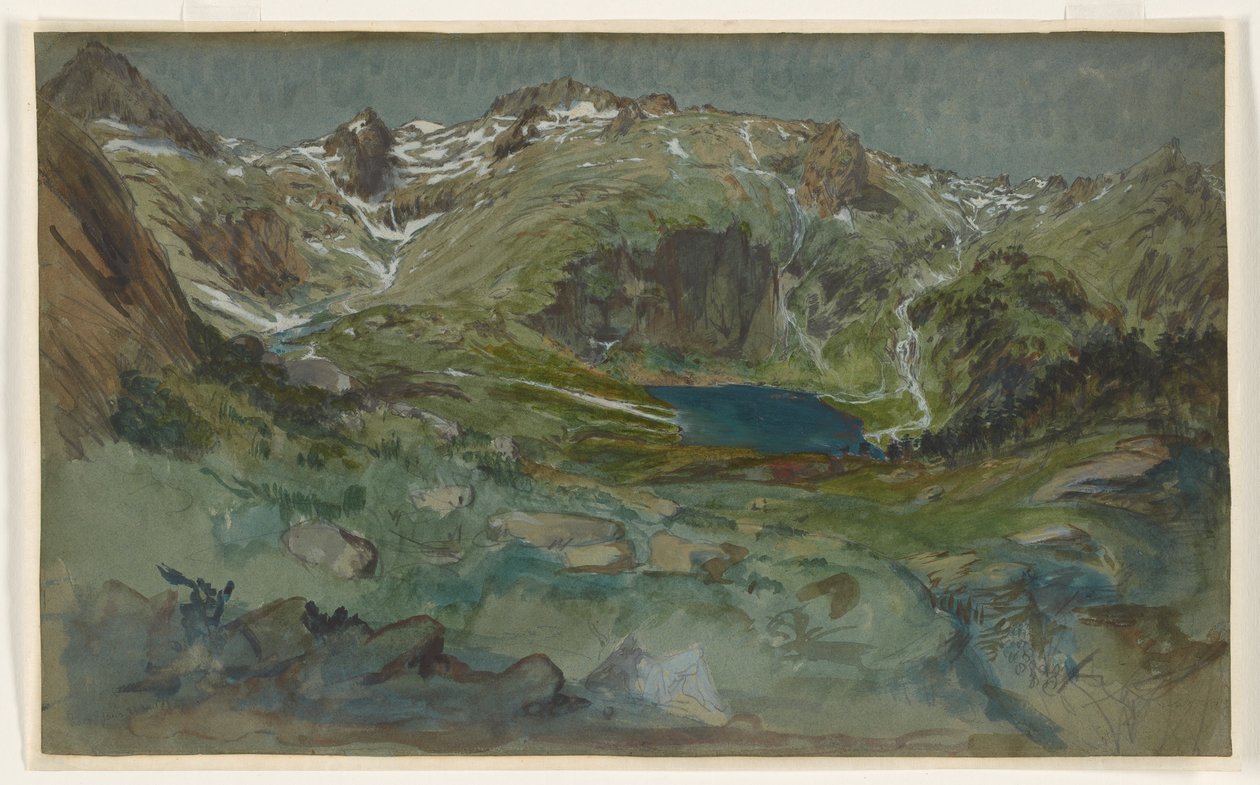 Pireneler'deki Lac d'Espingo ve Cirque d'Espingo'nun görünümü by Eugene Emmanuel Viollet le Duc