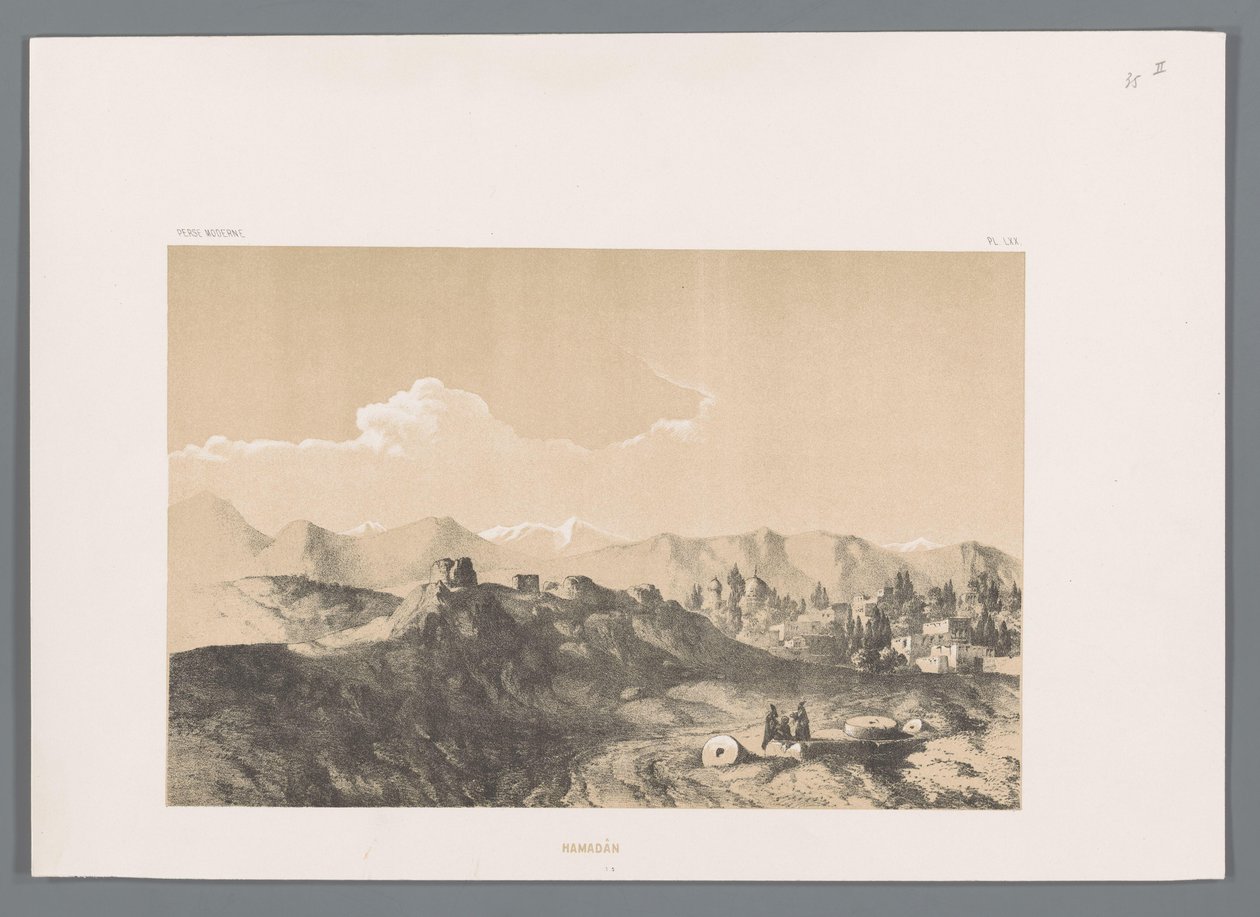 Hemedan manzarası Hamadân (nesne üzerindeki başlık) Pers manzaraları (dizi başlığı) Perse modern (dizi başlığı) by Eugene Flandin