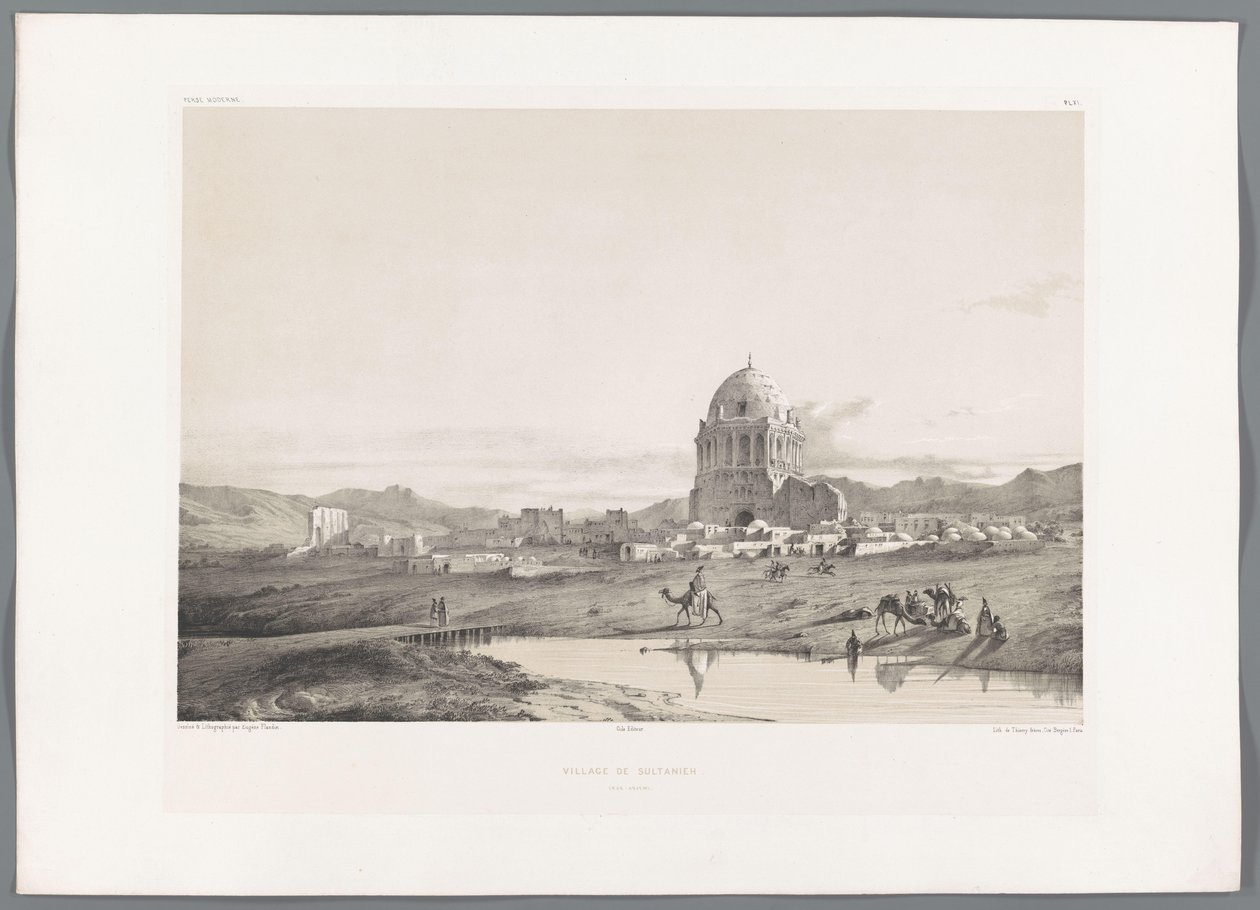 Soltaniyeh köyünden bir görünüm Village de Sultanieh (nesne üzerindeki başlık) Pers manzaraları (dizi başlığı) Perse modern (dizi başlığı) by Eugene Flandin