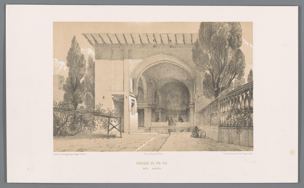 Kachan yakınlarındaki Fin-Fin'in Kashan'daki Kiosk van Fin Bahçesi (nesnedeki başlık) by Eugene Flandin