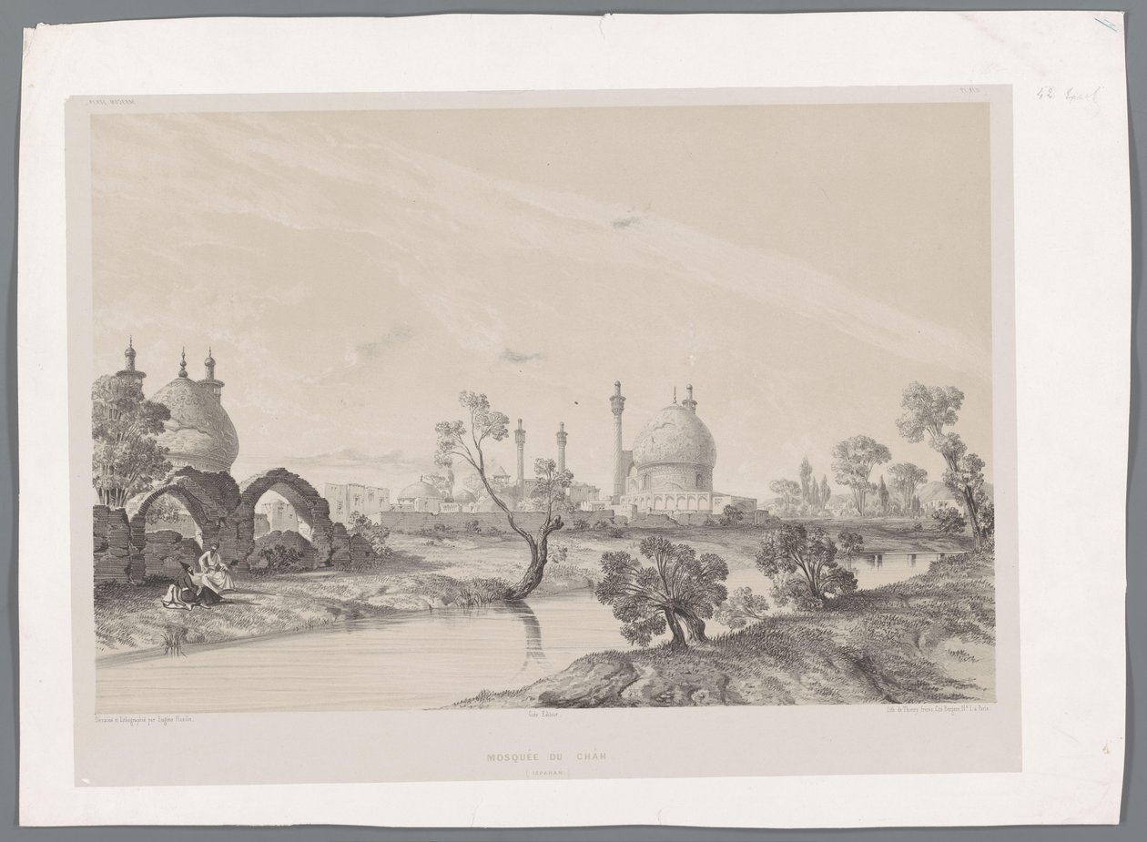 İsfahan'daki Şah Camii veya Kral Camii Mosquée du Châh (İspahan) (nesne üzerindeki başlık) İran manzaraları (dizi başlığı) Farsça modern (dizi başlığı) by Eugene Flandin