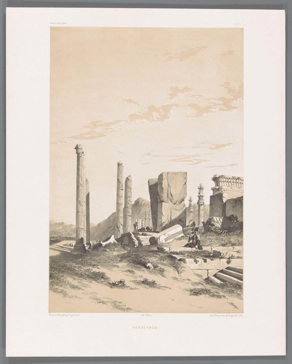 Persepolis Harabeleri Persépolis (nesne üzerindeki başlık) Pers manzaraları (dizi başlığı) Perse moderne (dizi başlığı) by Eugene Flandin