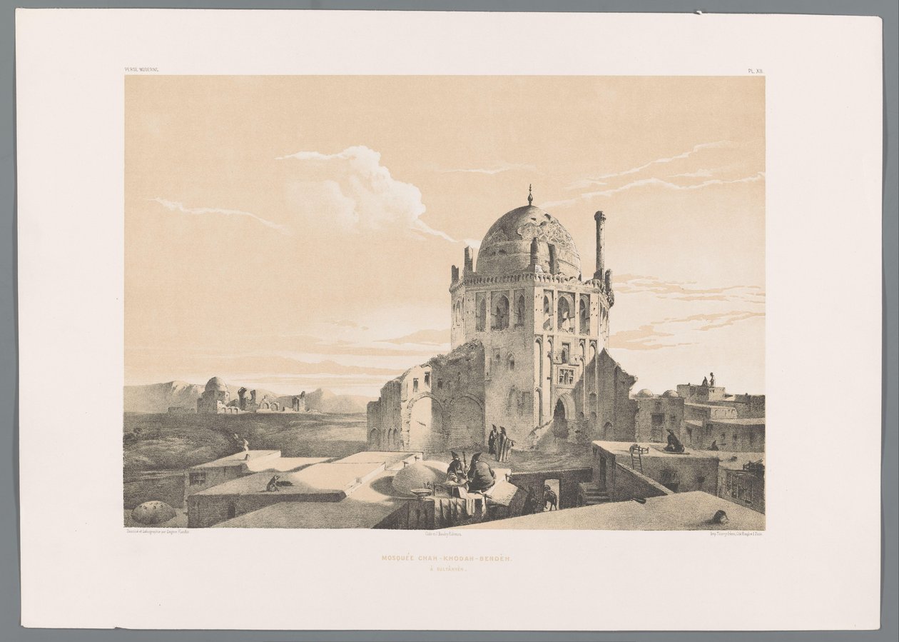 Sultaniye'deki Şah Khoda camisi Sultany'deki Chah-Khodah-Bendèh Camii (nesne üzerindeki başlık) İran manzaraları (dizi başlığı) Farsça modern (dizi başlığı) by Eugene Flandin