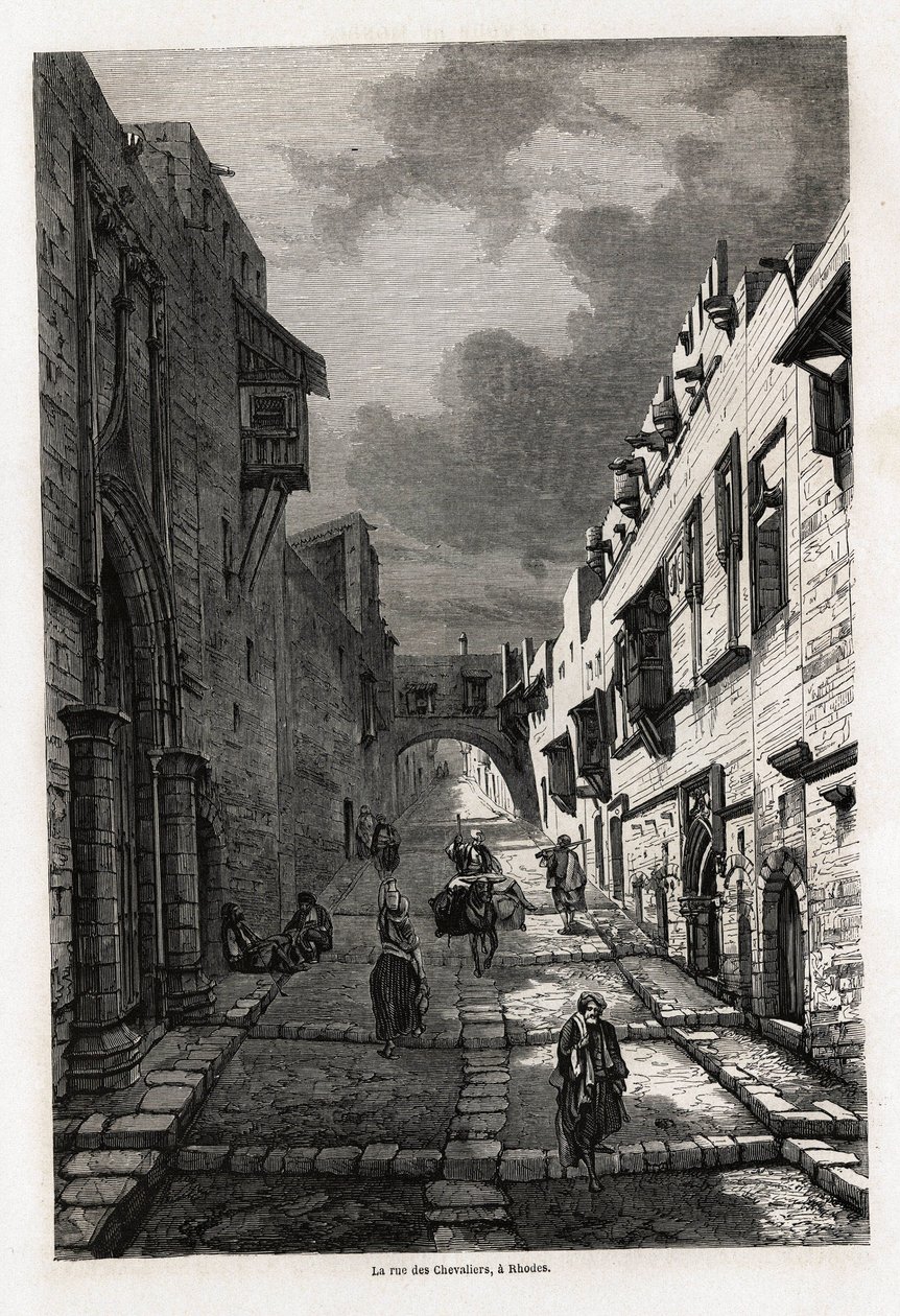 Eugene Flandin tarafından 1844 yılında Rodos adasına yaptığı yolculuğu göstermek için çizdiği Rodos