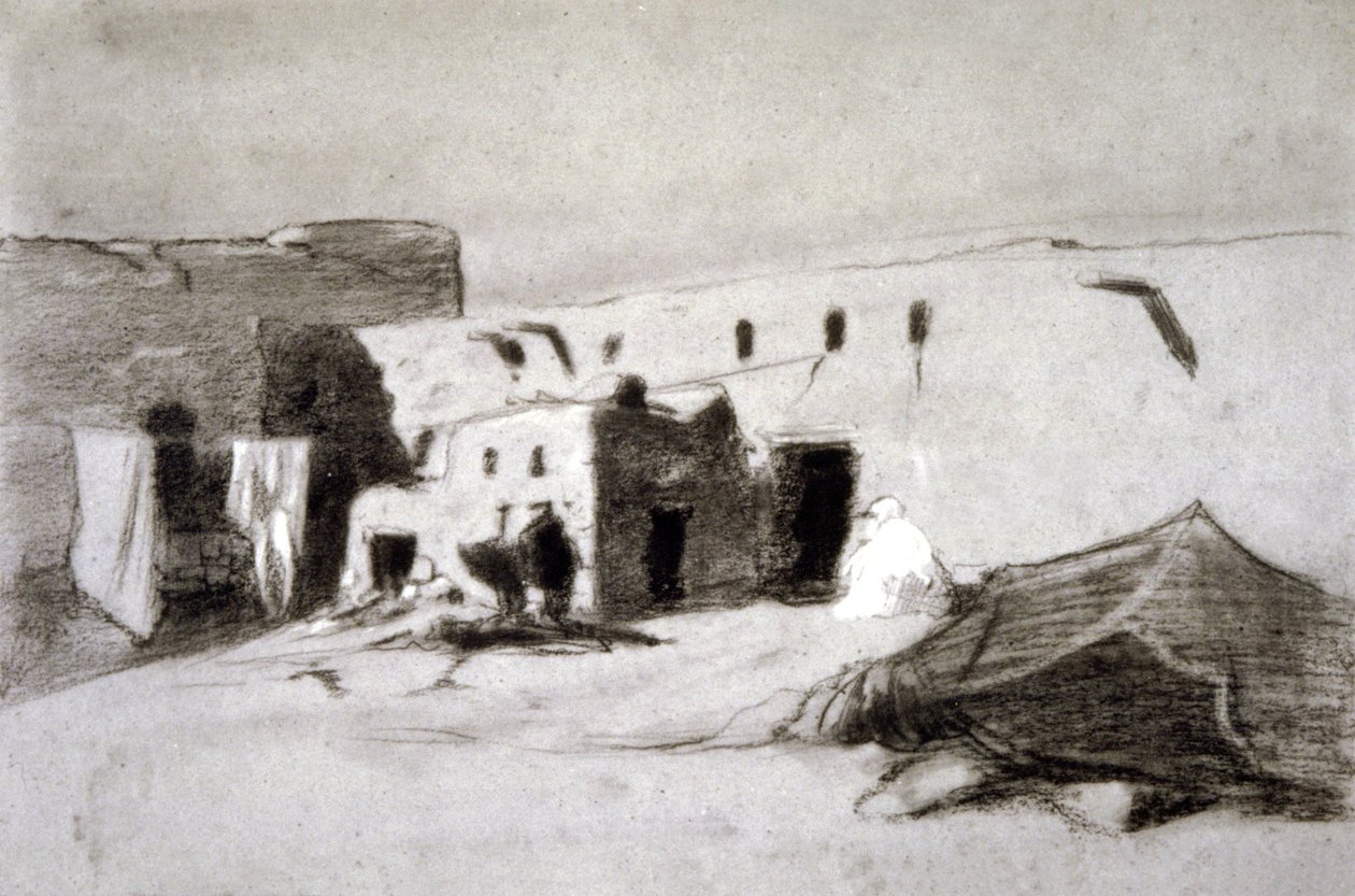 Sahel#39;deki köy by Eugène Fromentin