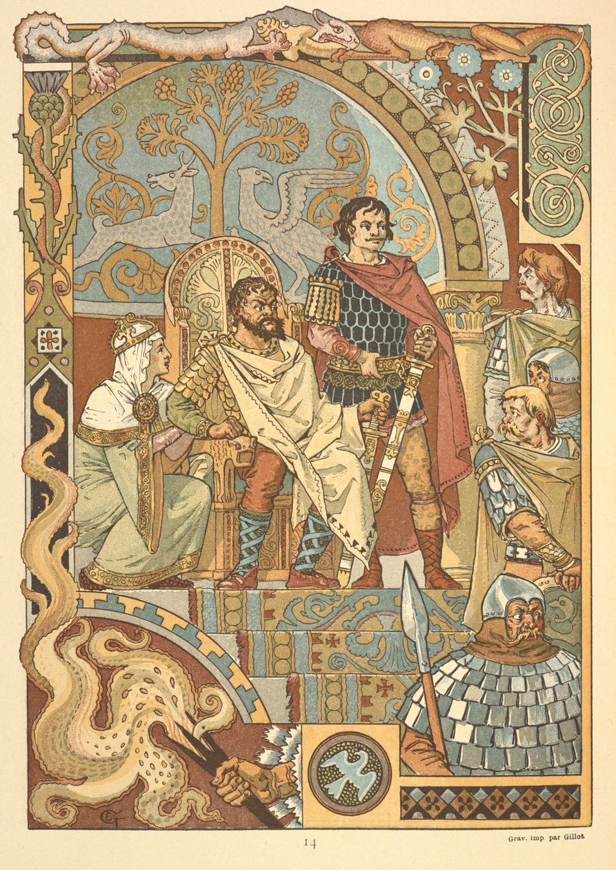 Bir kral tahtta, mahkemede. by Eugene Grasset