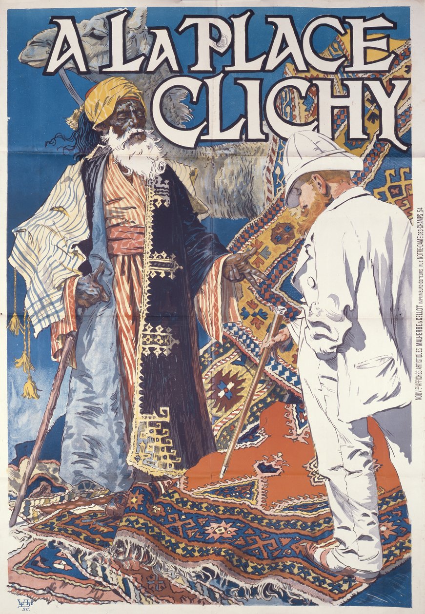 A la Place Clichy, c.1891 (kağıt üzerinde renkli litografi) by Eugene Grasset