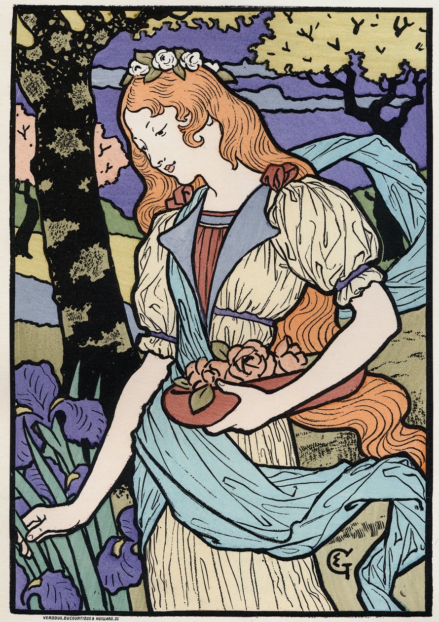 Sanat. Art Nouveau tarzında kadınlar. Çizim E. Grasset, Fransa, 1890 dolayları (poster) by Eugene Grasset