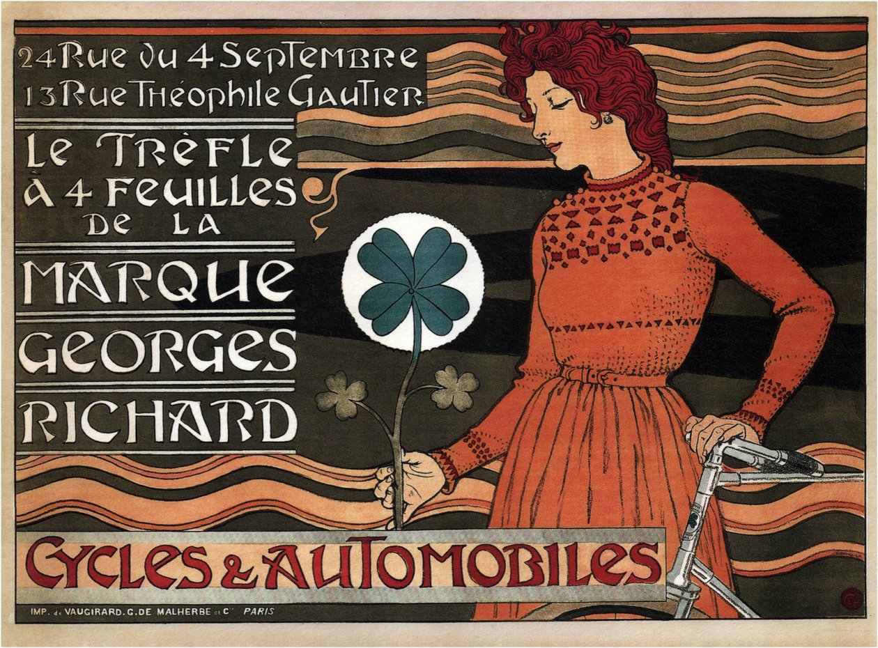 Bisikletler ve arabalar Georges Richard, 1899 by Eugene Grasset