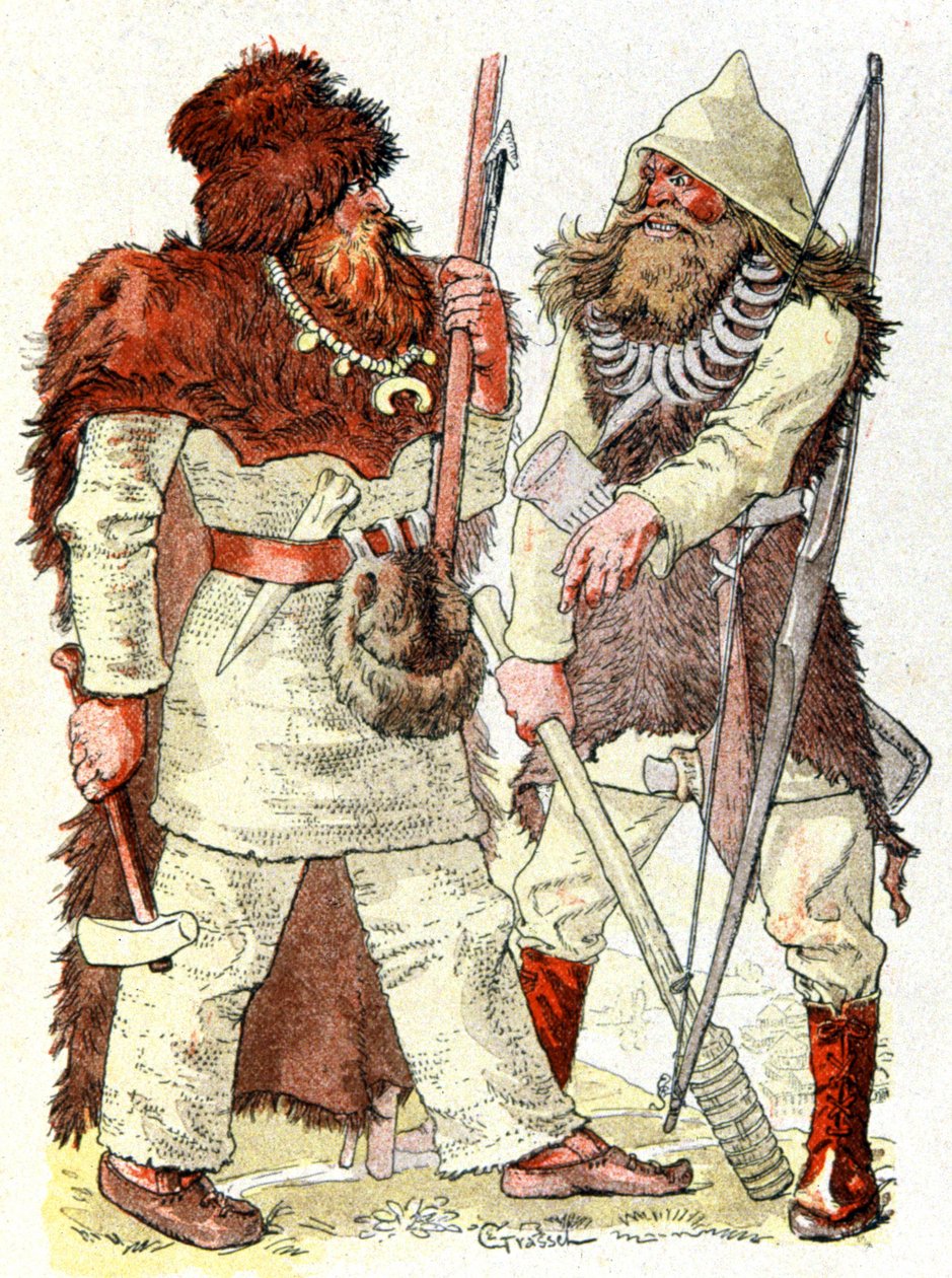 Taş devrindeki erkekler, 1900 dolayları (resim) by Eugene Grasset