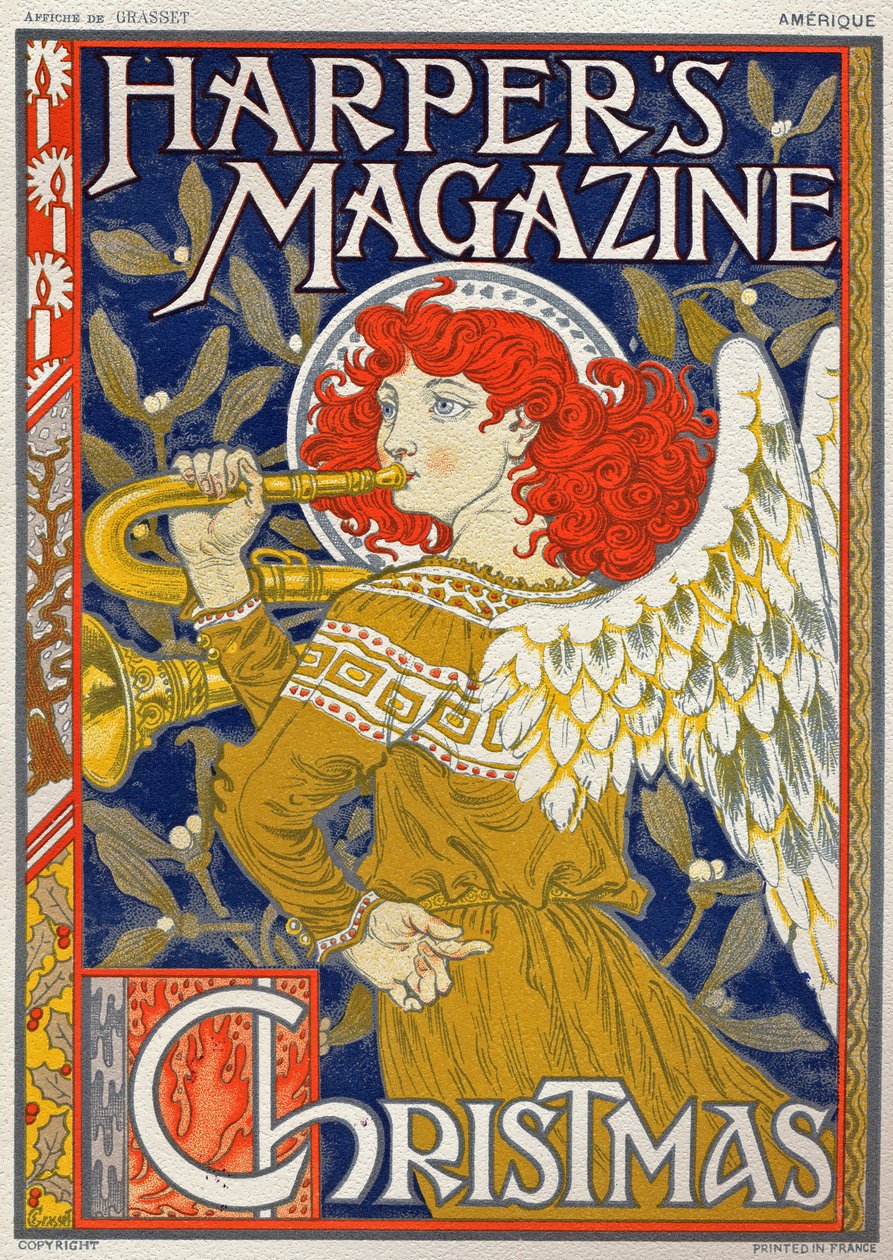 Din. Noel meleği. Eugene Grasset'in Harper's Magazine, ABD için hazırladığı poster by Eugene Grasset