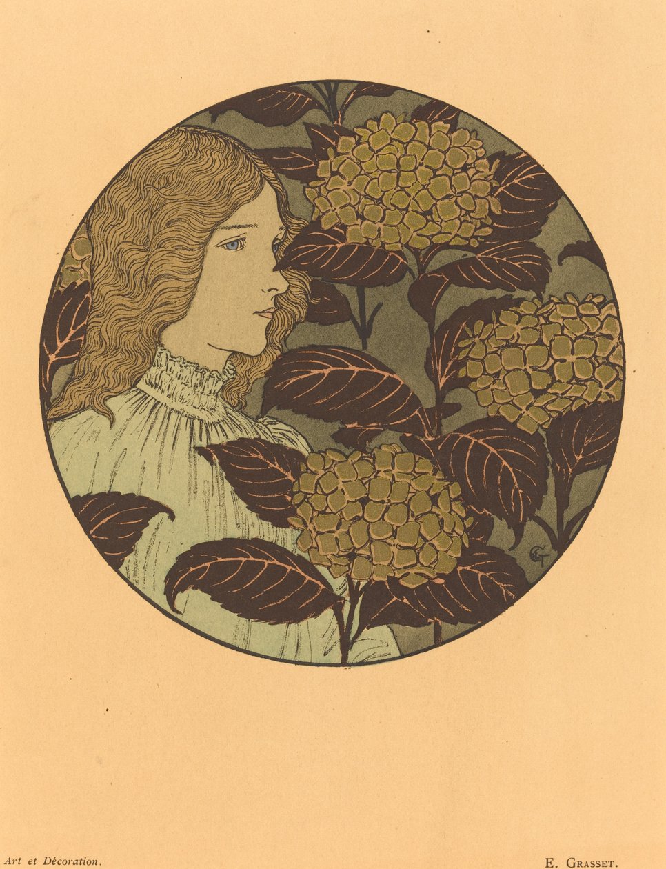 Bir Kızın Yuvarlak Portresi by Eugene Grasset