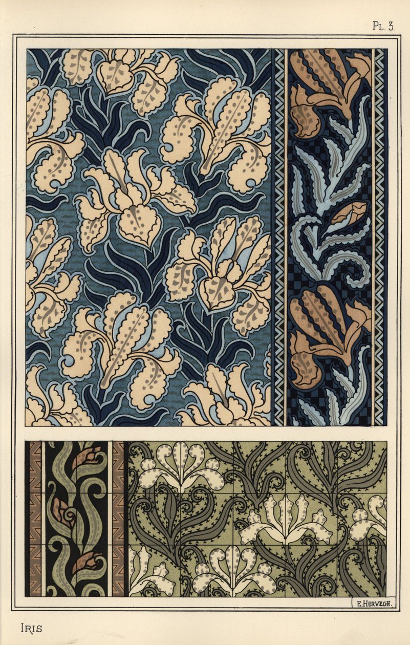 Kumaşlar ve fayanslar için desenlerdeki iris by Eugene Grasset
