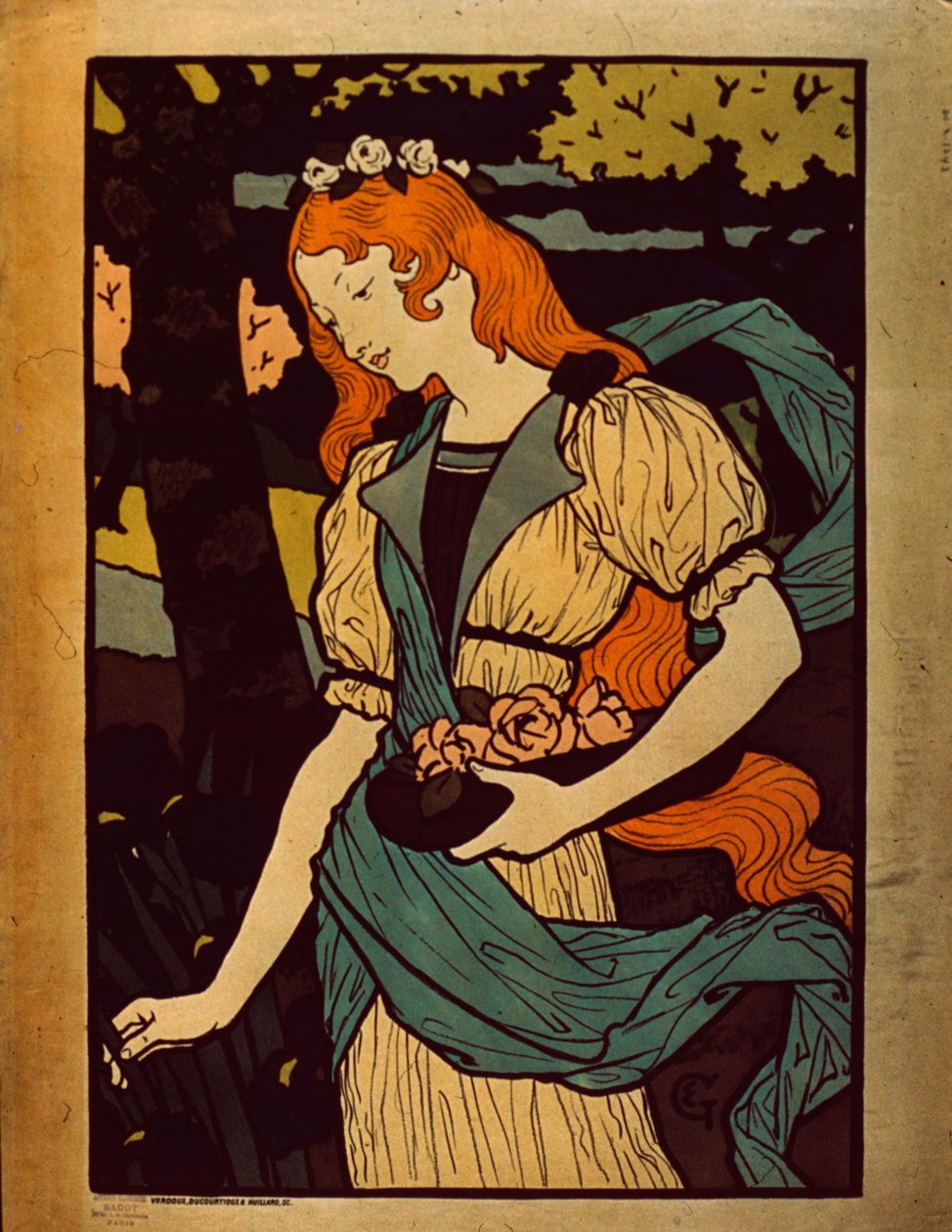 Çiçek toplayan kadın, 1917 by Eugene Grasset