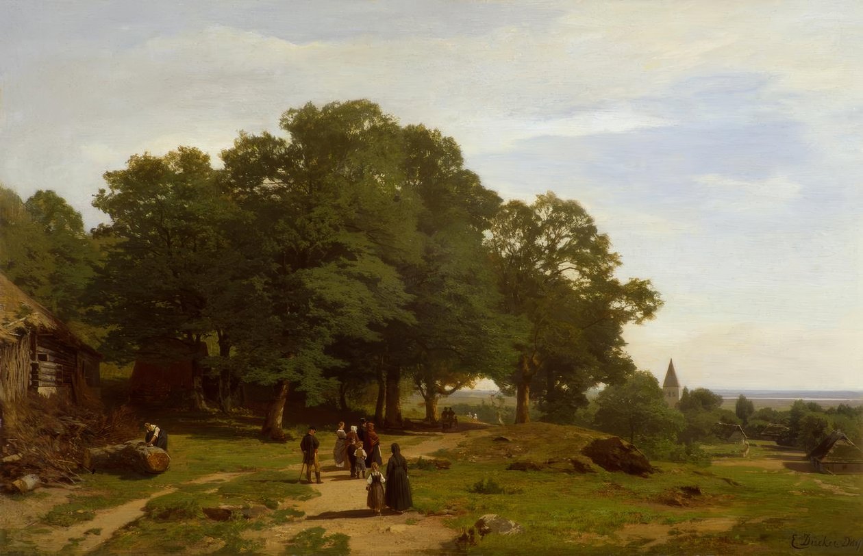 E. Dücker, kiliseye gidiyor by Eugene Gustav Dücker