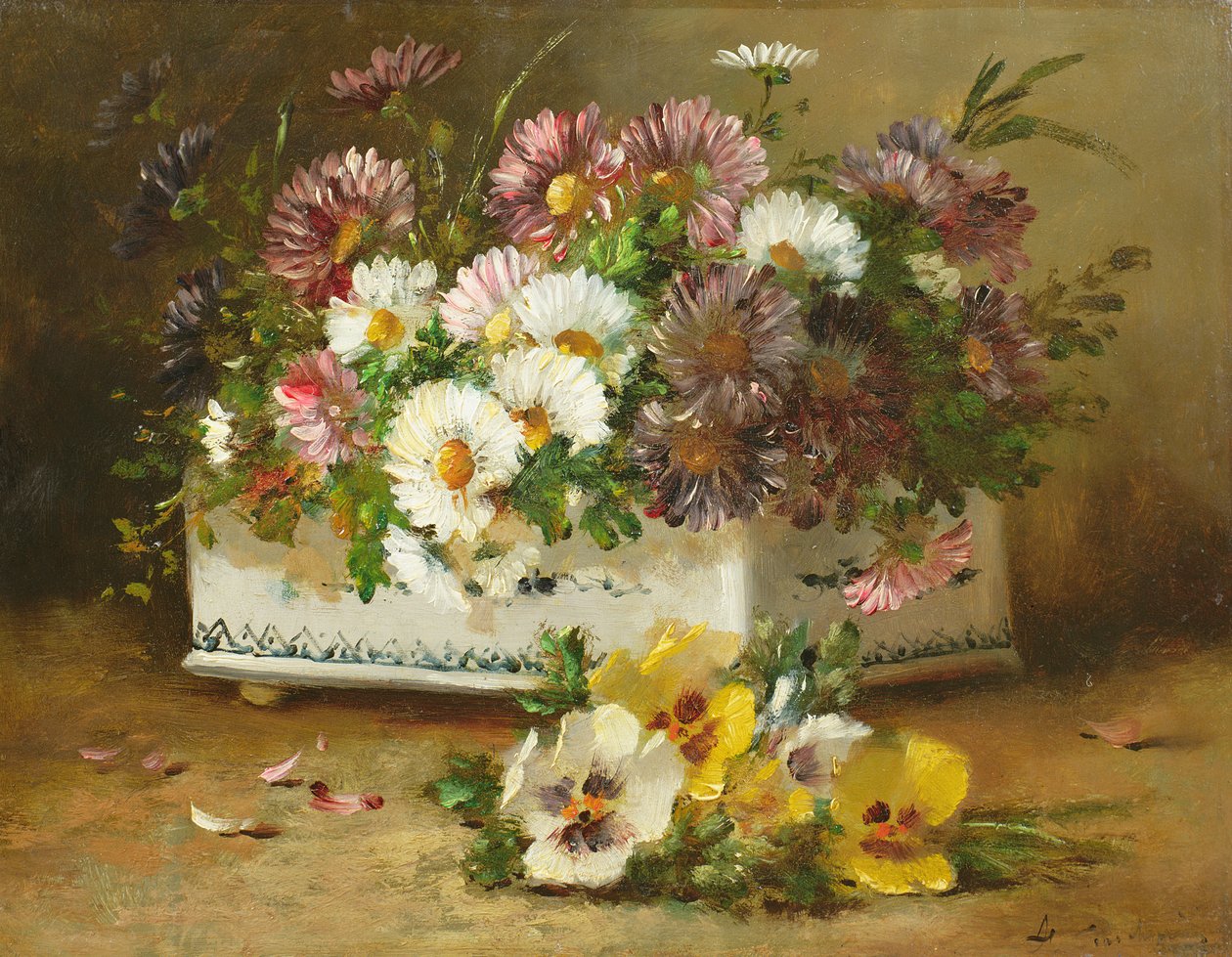 Çiçeklerin Natürmort by Eugene Henri Cauchois