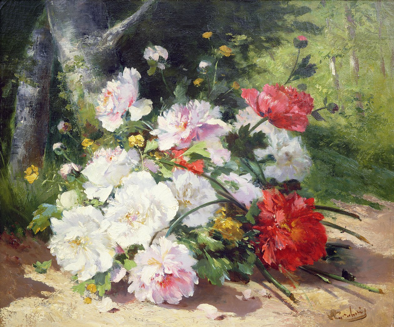 Çiçeklerin Natürmort by Eugene Henri Cauchois