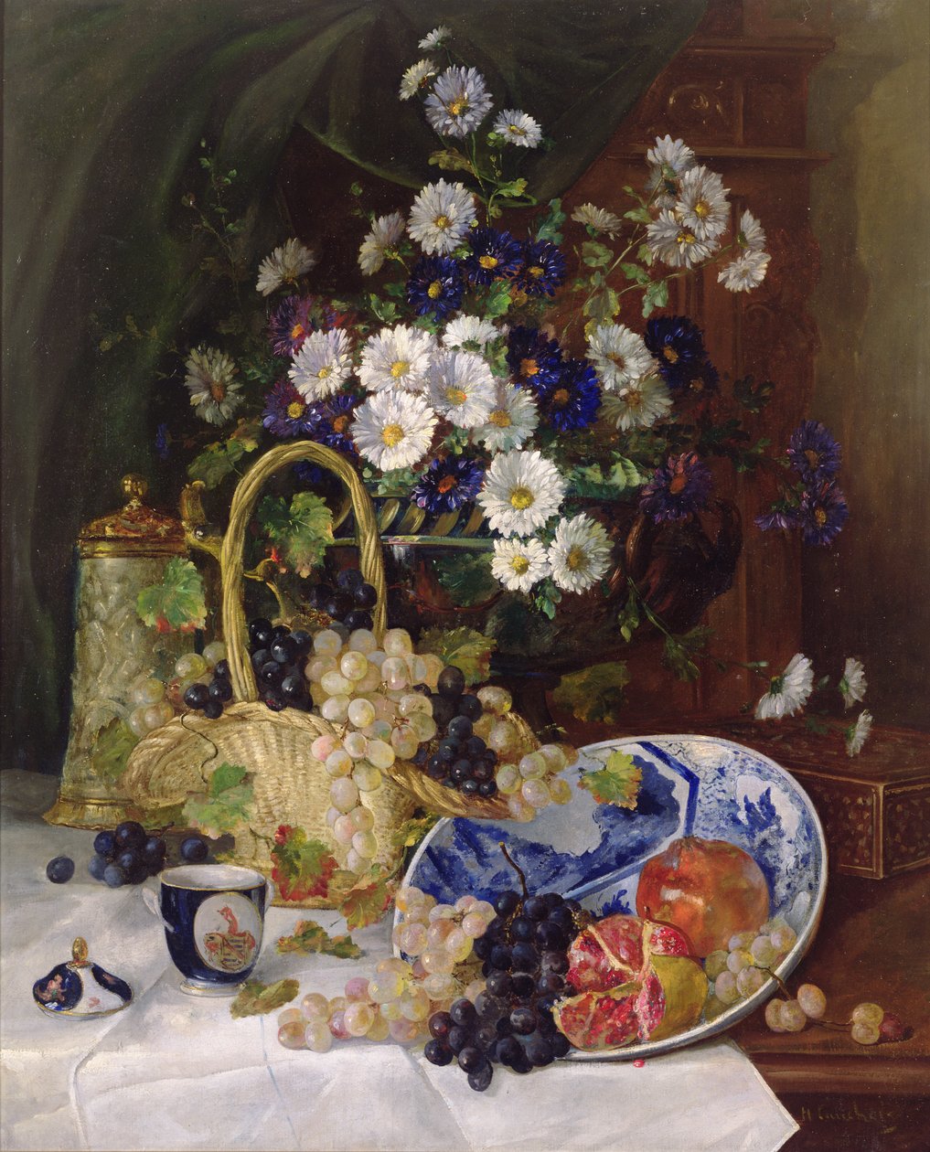 Çiçekler ve Meyve ile Natürmort by Eugene Henri Cauchois