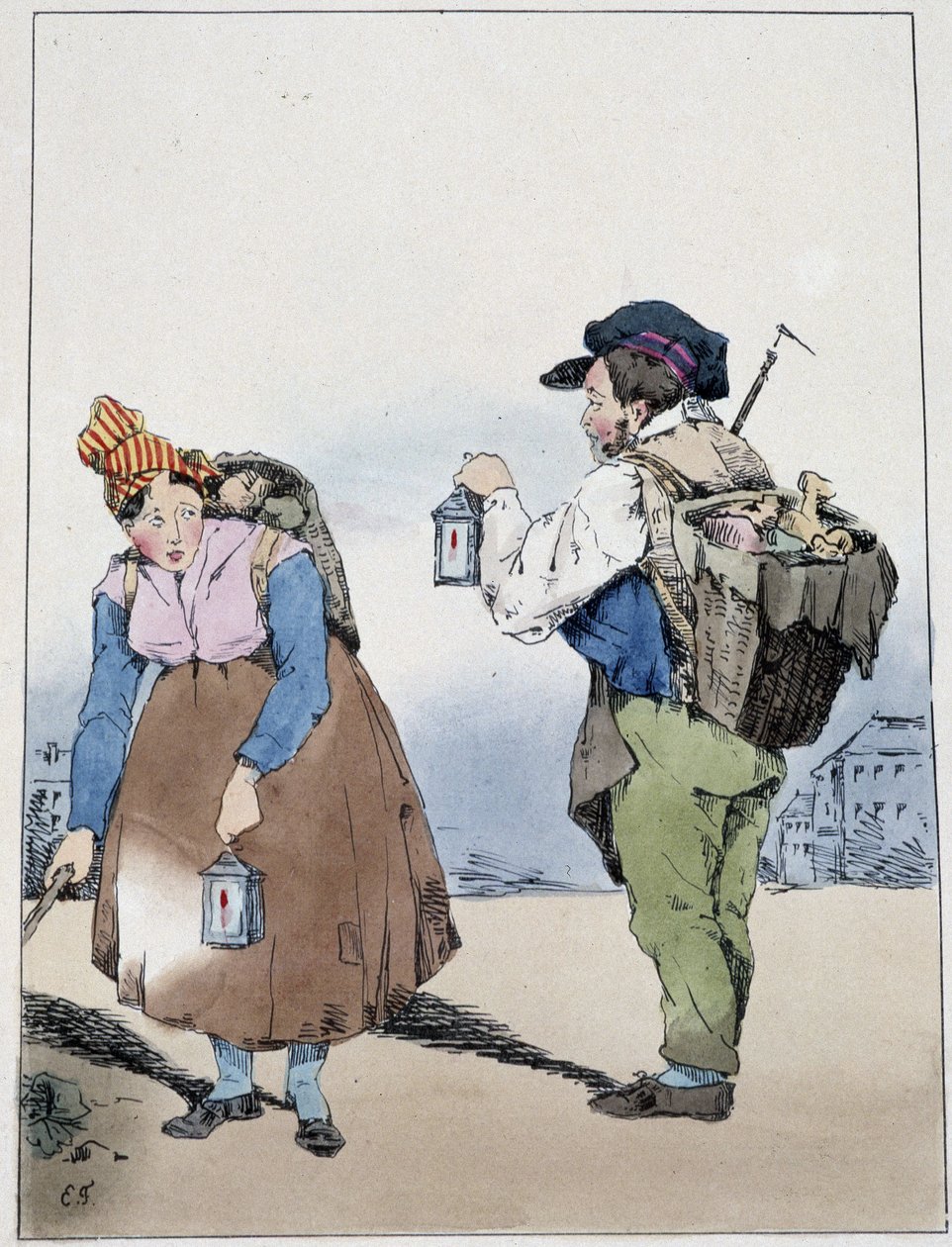 Fener taşıyıcı, rue Mouffetard - Eugène Forest tarafından “” Souvenirs d