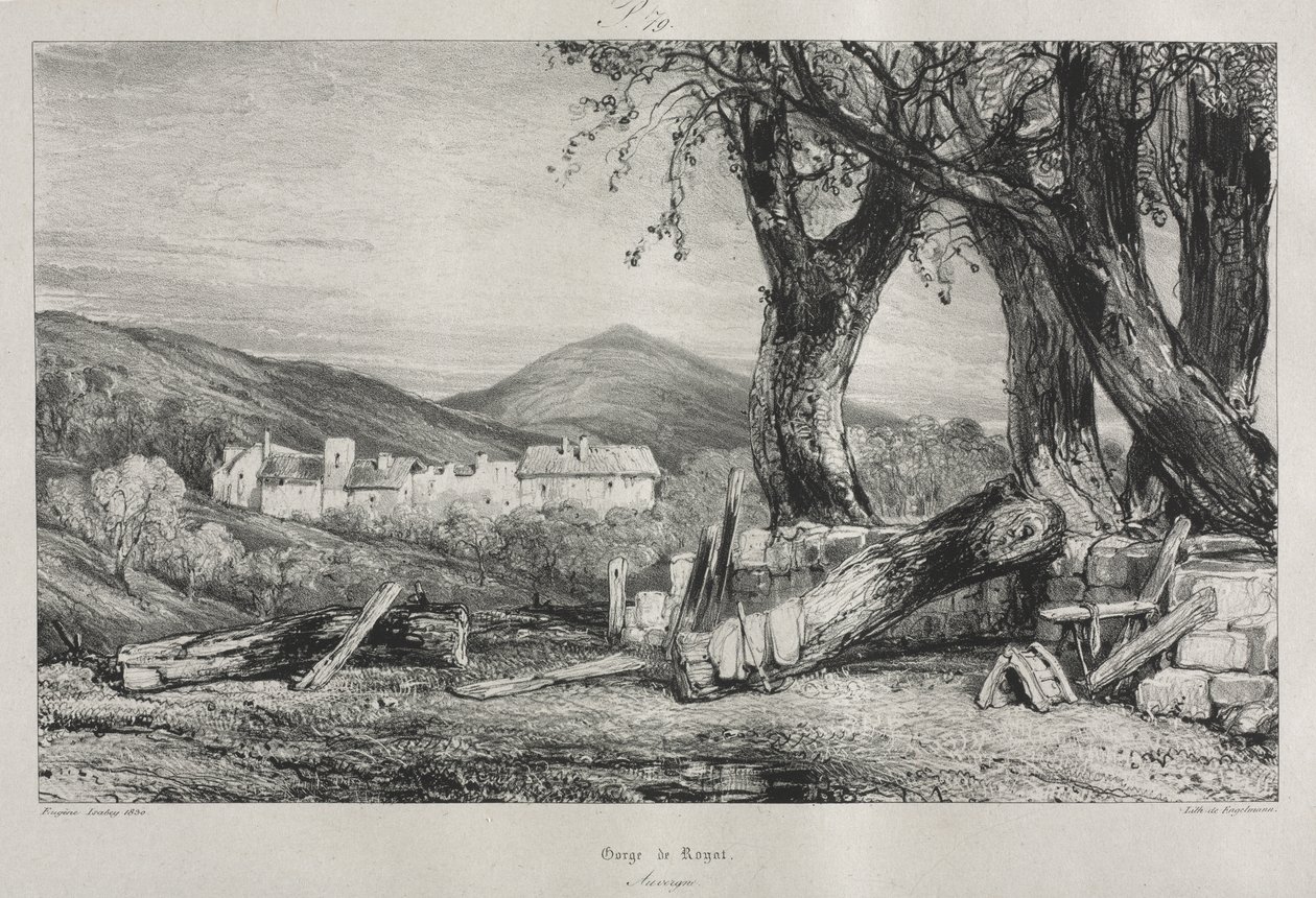 Eski Fransa'da Pitoresk ve Romantik Yolculuklar: Auvergne (cilt II), Gorge of Royat, Levha 79 by Eugene Isabey
