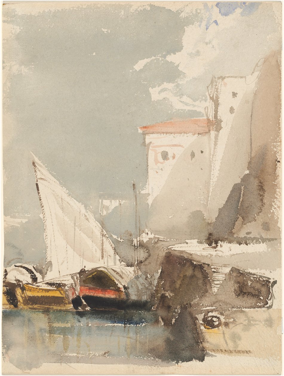 Güneşli Limanda Yelkenliler (recto) by Eugene Isabey
