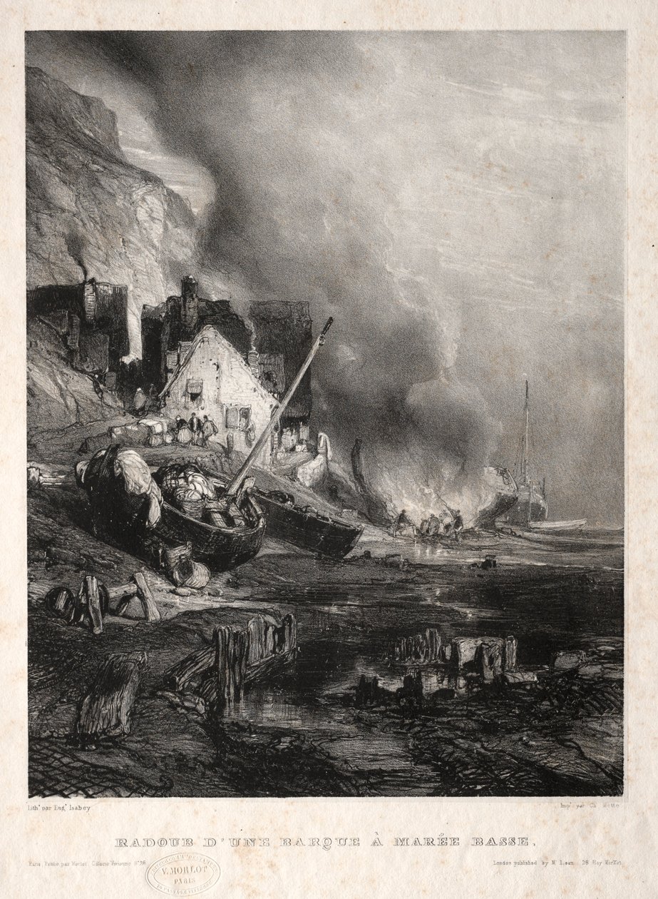 Altı Deniz Piyadesi: Gelgitte bir teknenin tamiri, 1833. by Eugene Isabey