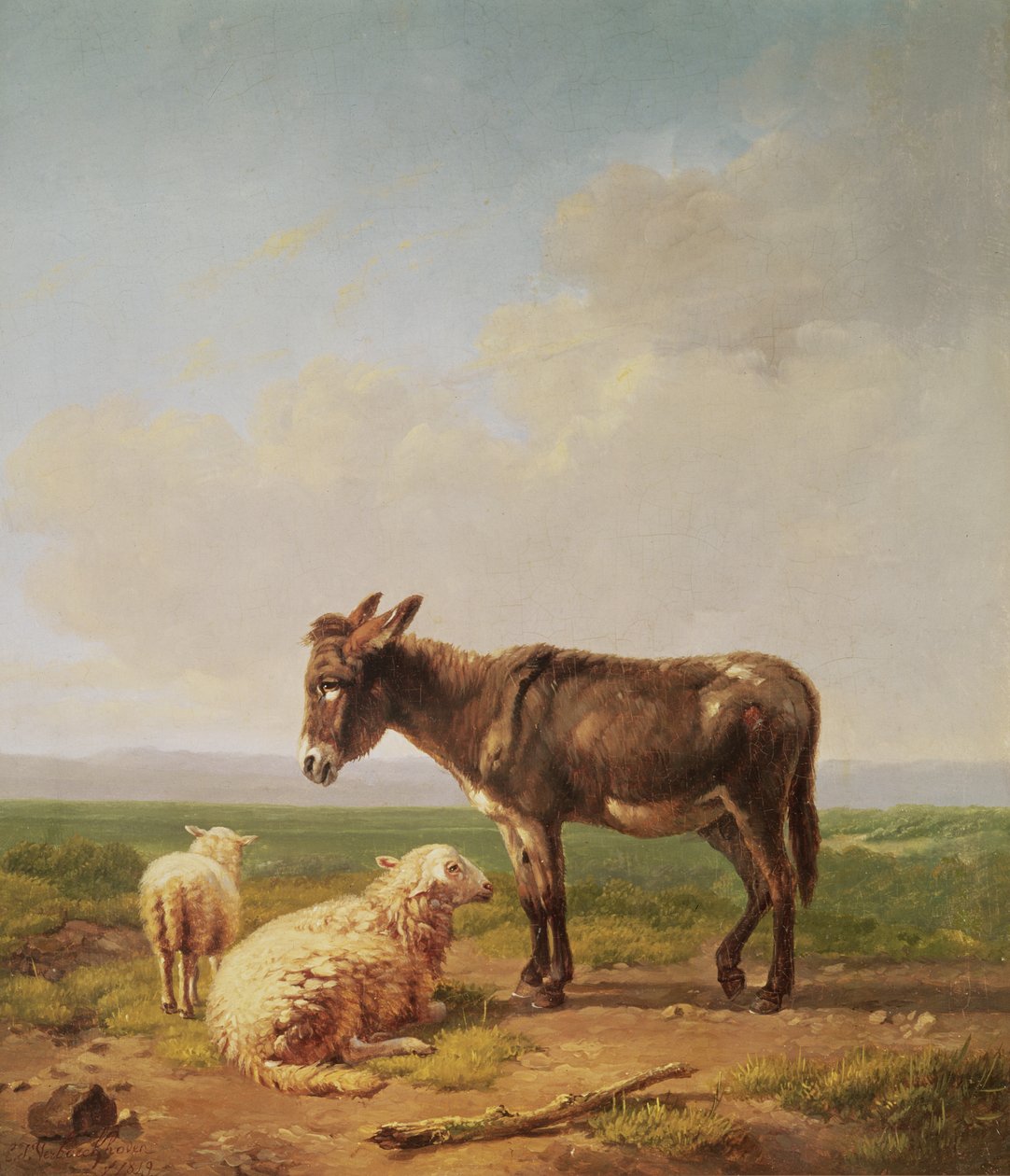 Eşek ve Koyun, 1849 (petrol) by Eugene Joseph Verboeckhoven