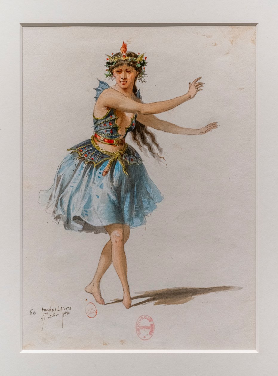 Korrigane. Charles-Marie Widor Balesi, kostüm modeli. 1880, kağıt üzerine kalem, sulu boya ve guaş. by Eugene Lacoste