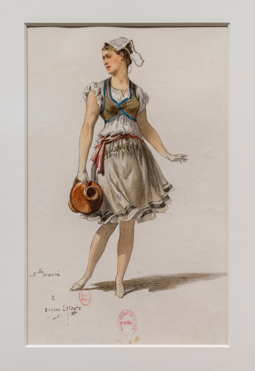 Korrigane. Charles-Marie Widor Balesi, kostüm modeli. 1880, kağıt üzerine kalem, sulu boya ve guaş. by Eugene Lacoste