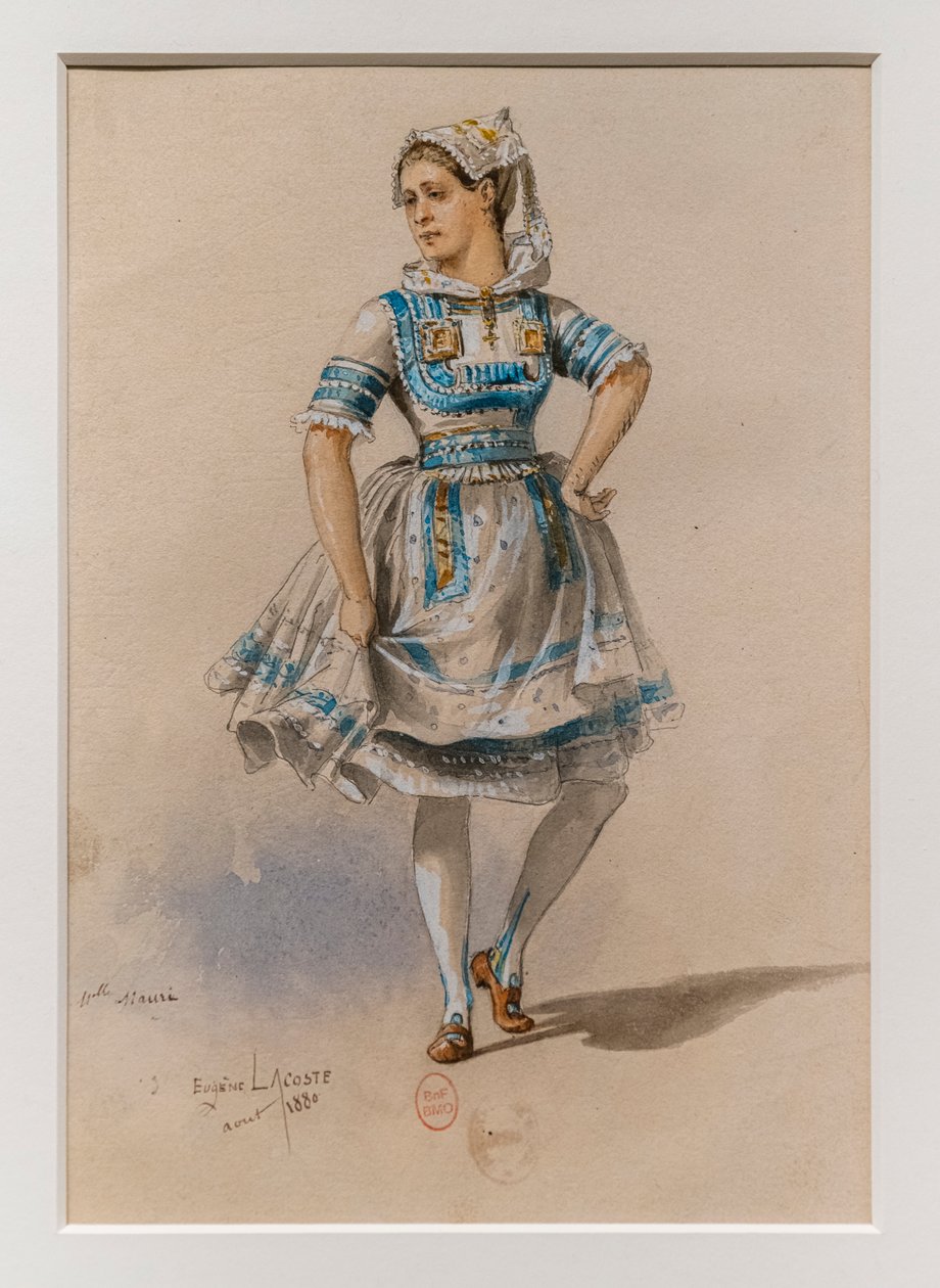Korrigane. Charles-Marie Widor Balesi, kostüm modeli. 1880, kağıt üzerine kalem, sulu boya ve guaş. by Eugene Lacoste