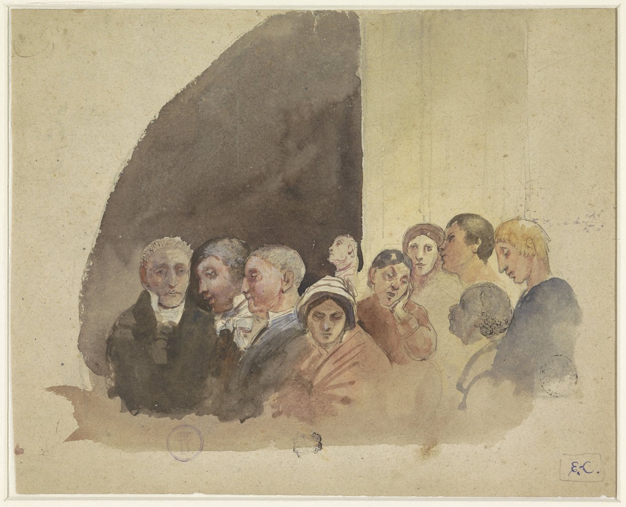 Halka açık bir performansta sıkılmış seyirciler by Eugene Laermans
