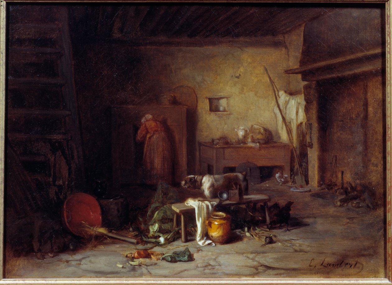 Nohant Cuisine de la maison de George Sand (Aurore Dupin, Baronne Dudevant) (1804-1876) (?) Eugene Lambert (1825-1900) tarafından yapılan resim 19. yüzyıl Paris, Romantik Yaşam Müzesi by Eugene Lambert