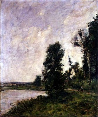 Touques boyunca, c.1890-91 (tuval üzerine yağlı boya) by Eugene Louis Boudin