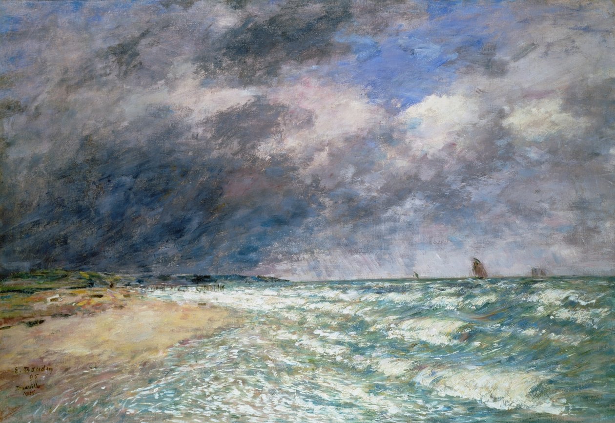 Seine Haliçindeki Tekneler, 1880 (kağıt üzerinde pastel) by Eugene Louis Boudin