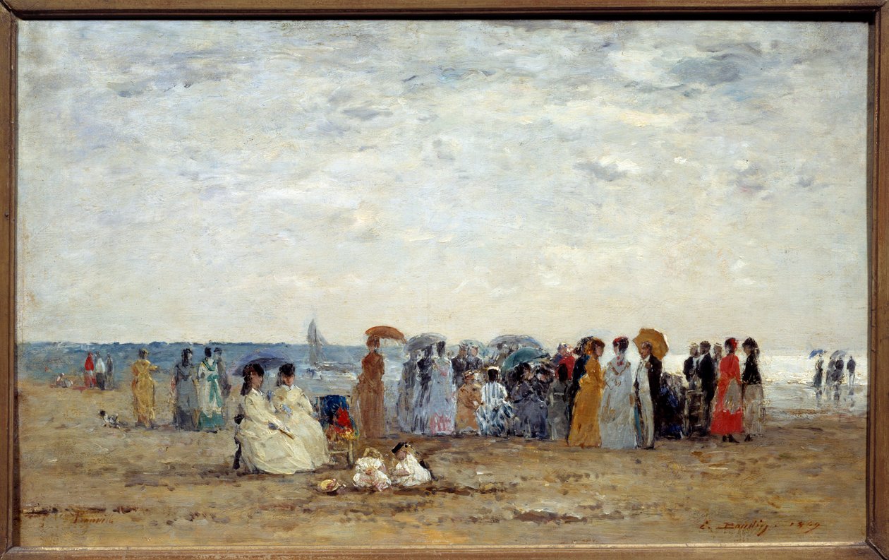 Trouville, Calvados sahilinde yıkananlar. Eugene Louis Boudin