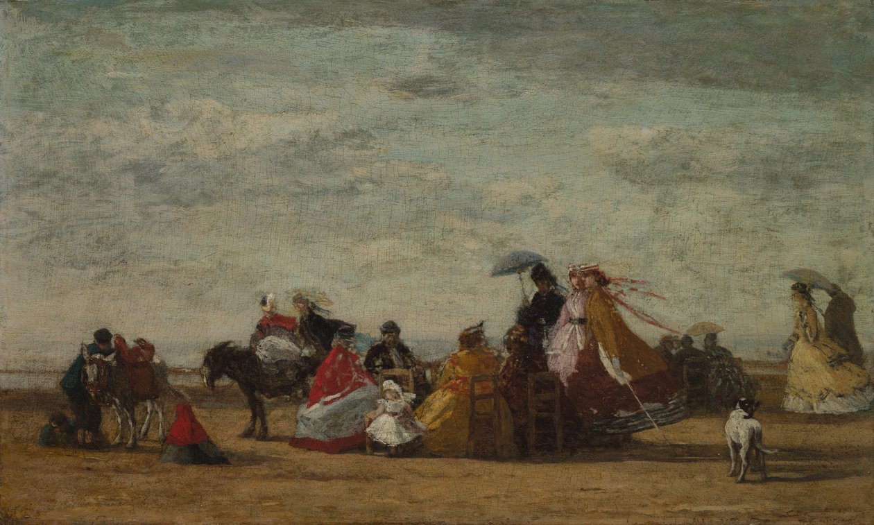 Sahil Sahnesi, yak. 1865-1867 (ahşap panel üzerine yağlıboya) by Eugene Louis Boudin