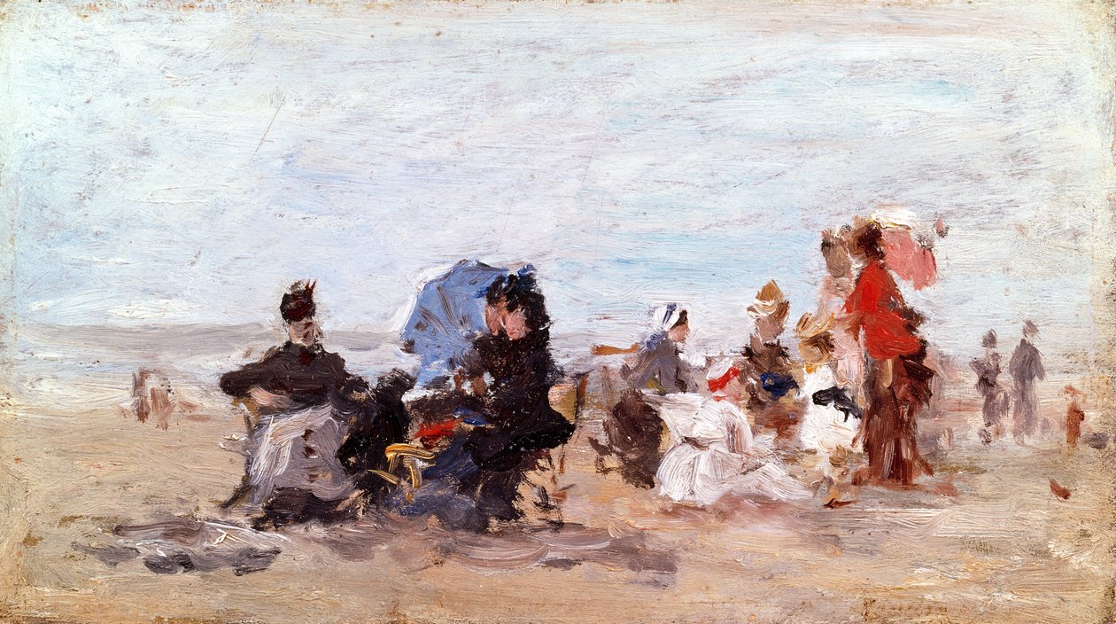 Deauville yakınlarındaki plaj, 1874 dolayları by Eugene Louis Boudin