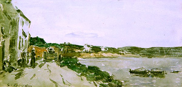 Sahil Manzarası (kağıt üzerine sulu boya ve siyah tebeşir) by Eugene Louis Boudin